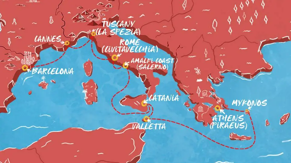 10-Night Summer Mediterranean Cruise | Barcelona to Athens Trip
